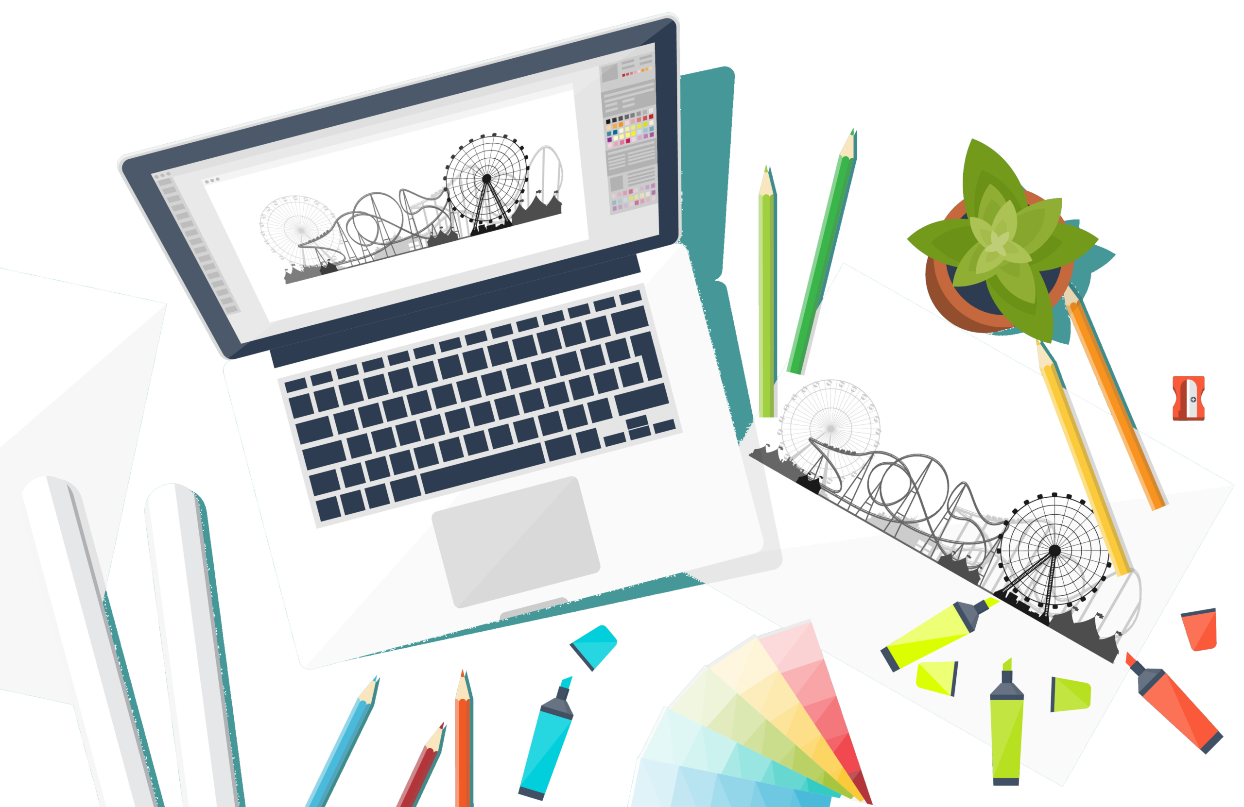 WEBデザイナーの机の上